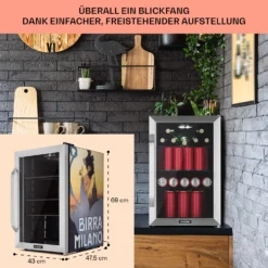 Beersafe 70 Birra Milano Edition Kühlschrank 70 Liter 3 Böden Panoramaglastür Edelstahl -Küchenzubehör Verkaufsgeschäft 10041179 de 0007 usp