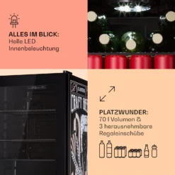 Beersafe 70 Craft Beer Edition Kühlschrank 70 Ltr Glastür Edelstahl -Küchenzubehör Verkaufsgeschäft 10041182 de 0005 usp