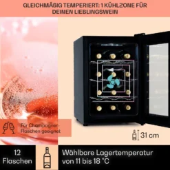 Barolo 12 Uno Weinkühlschrank 37 Ltr 12 Flaschen 11-18°C SingleZone -Küchenzubehör Verkaufsgeschäft 10041205 de 0003 usp