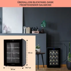 Barolo 12 Uno Weinkühlschrank 37 Ltr 12 Flaschen 11-18°C SingleZone -Küchenzubehör Verkaufsgeschäft 10041205 de 0006 usp