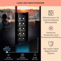 Barolo 14 Slim Uno Weinkühlschrank 46 Ltr 14 Flaschen 11-18°C SingleZone -Küchenzubehör Verkaufsgeschäft 10041206 de 0004 usp