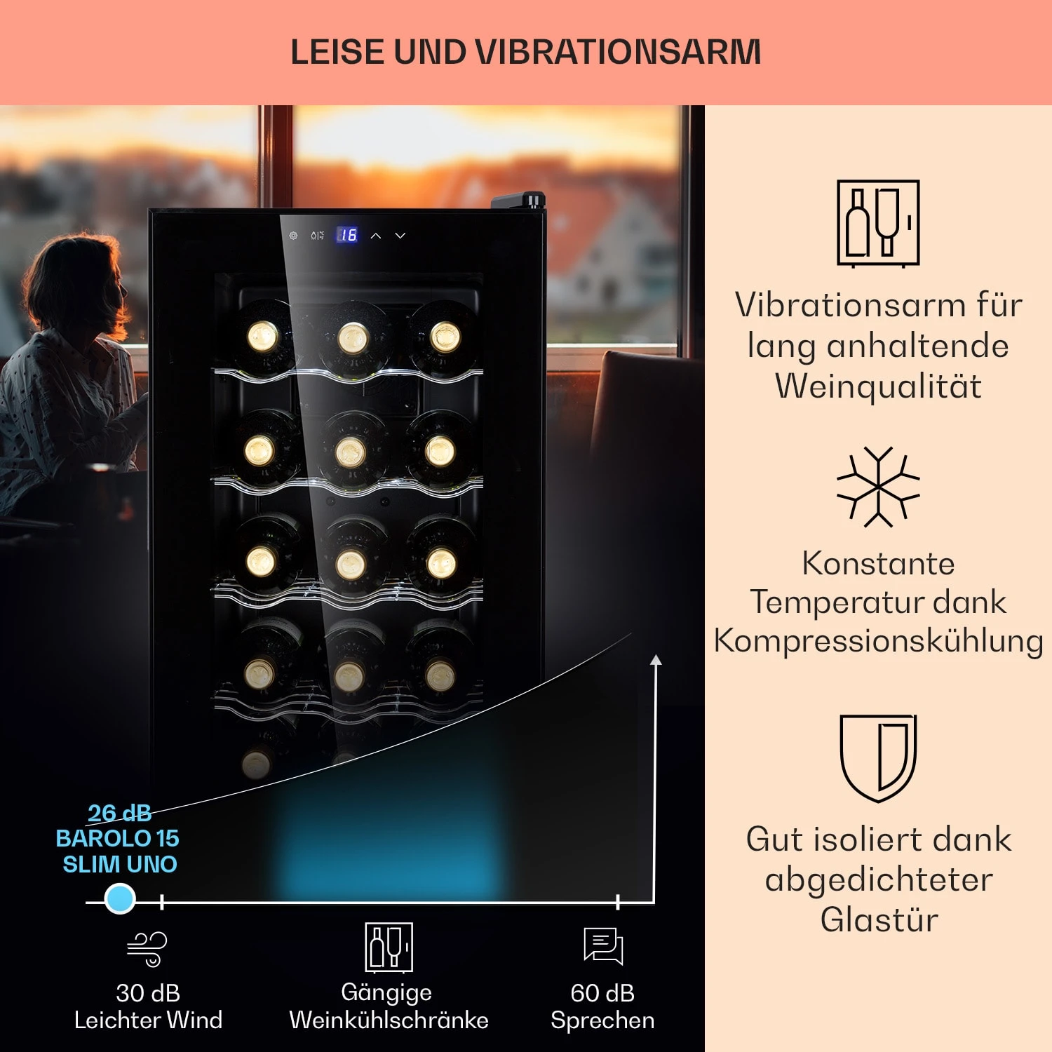Barolo 15 Uno Weinkühlschrank 48 Ltr 15 Flaschen 11-18°C SingleZone 4 Barolo 15 Uno Weinkühlschrank 48 Ltr 15 Flaschen 11-18°C SingleZone – Bild 4
