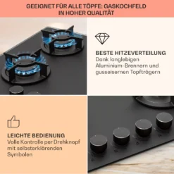 Firetale Gaskochfeld 4-flammig 60 Cm Aluminium-Brenner Inkl. Schlauch Und Druckminderer -Küchenzubehör Verkaufsgeschäft 10041299 de 0004 usp