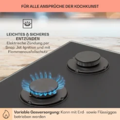Firetale Gaskochfeld 4-flammig 60 Cm Aluminium-Brenner Inkl. Schlauch Und Druckminderer -Küchenzubehör Verkaufsgeschäft 10041299 de 0005 usp