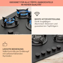 Firetale Gaskochfeld 5-flammig 70 Cm Aluminium-Brenner Inkl. Schlauch Und Druckminderer 12 Firetale Gaskochfeld 5-flammig 70 Cm Aluminium-Brenner Inkl. Schlauch Und Druckminderer -Küchenzubehör Verkaufsgeschäft 10041300 de 0004 usp