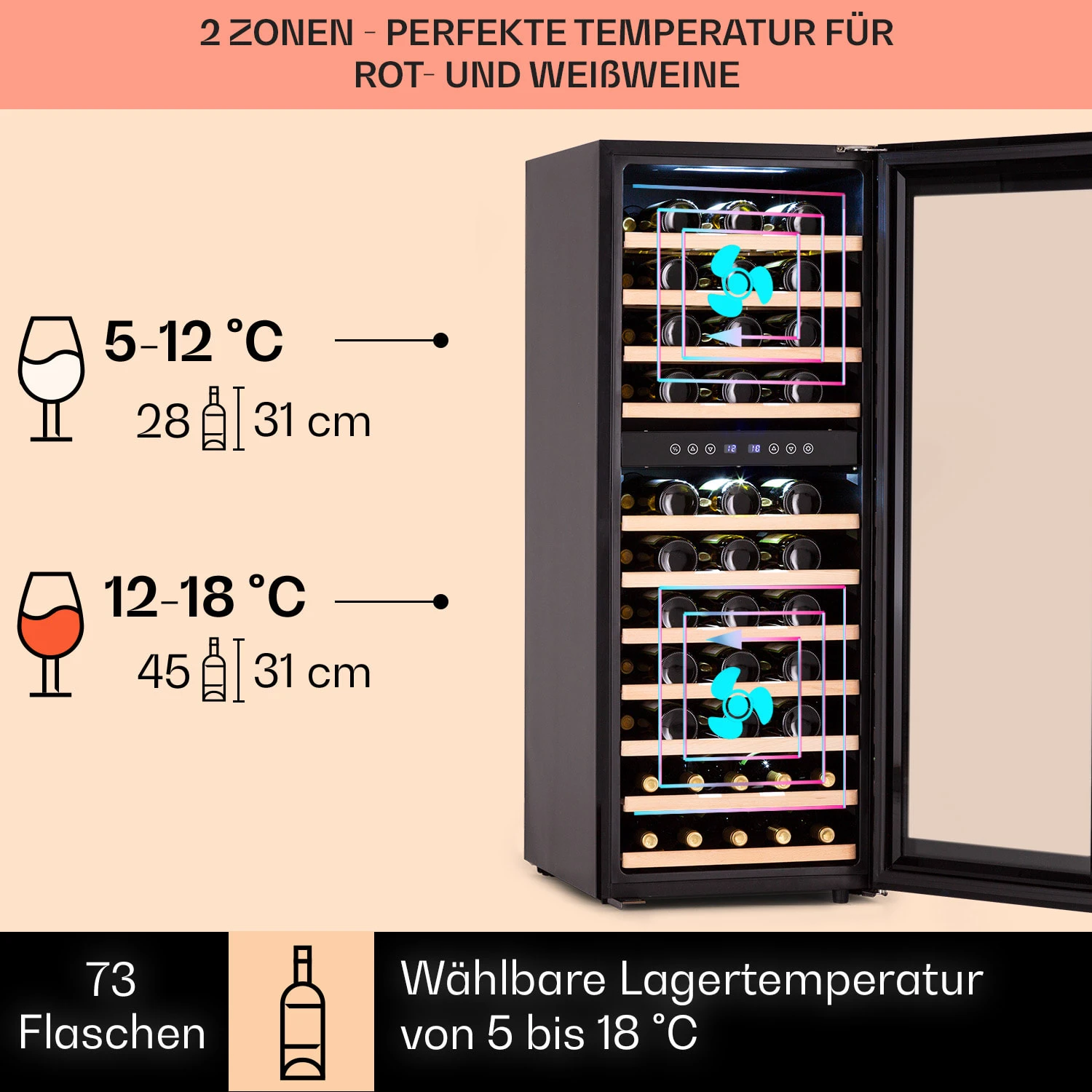 Barossa 73 Duo Weinkühlschrank 2 Zonen 192 Ltr 73 Fl Touch-Display 3 Barossa 73 Duo Weinkühlschrank 2 Zonen 192 Ltr 73 Fl Touch-Display – Bild 3