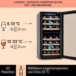 Vinamour 33 Duo Weinkühlschrank 2 Zonen 89 L / 33 Flaschen 5-18°C Touch -Küchenzubehör Verkaufsgeschäft 10041311 de 0003 logo