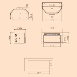 Camila Dunstabzugshaube Einbau 70 Cm 397 M³/h LED Touch Edelstahl -Küchenzubehör Verkaufsgeschäft 10041347 yy 0011 dimensions