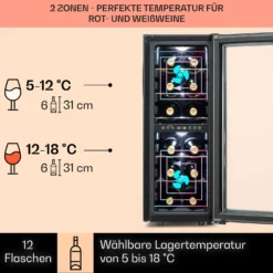 Shiraz 12 Duo Weinkühlschrank 2 Zonen 42L/12 Flaschen 5-12 / 12-18 °C Touch 10 Shiraz 12 Duo Weinkühlschrank 2 Zonen 42L/12 Flaschen 5-12 / 12-18 °C Touch -Küchenzubehör Verkaufsgeschäft 10041361 de 0003 usp