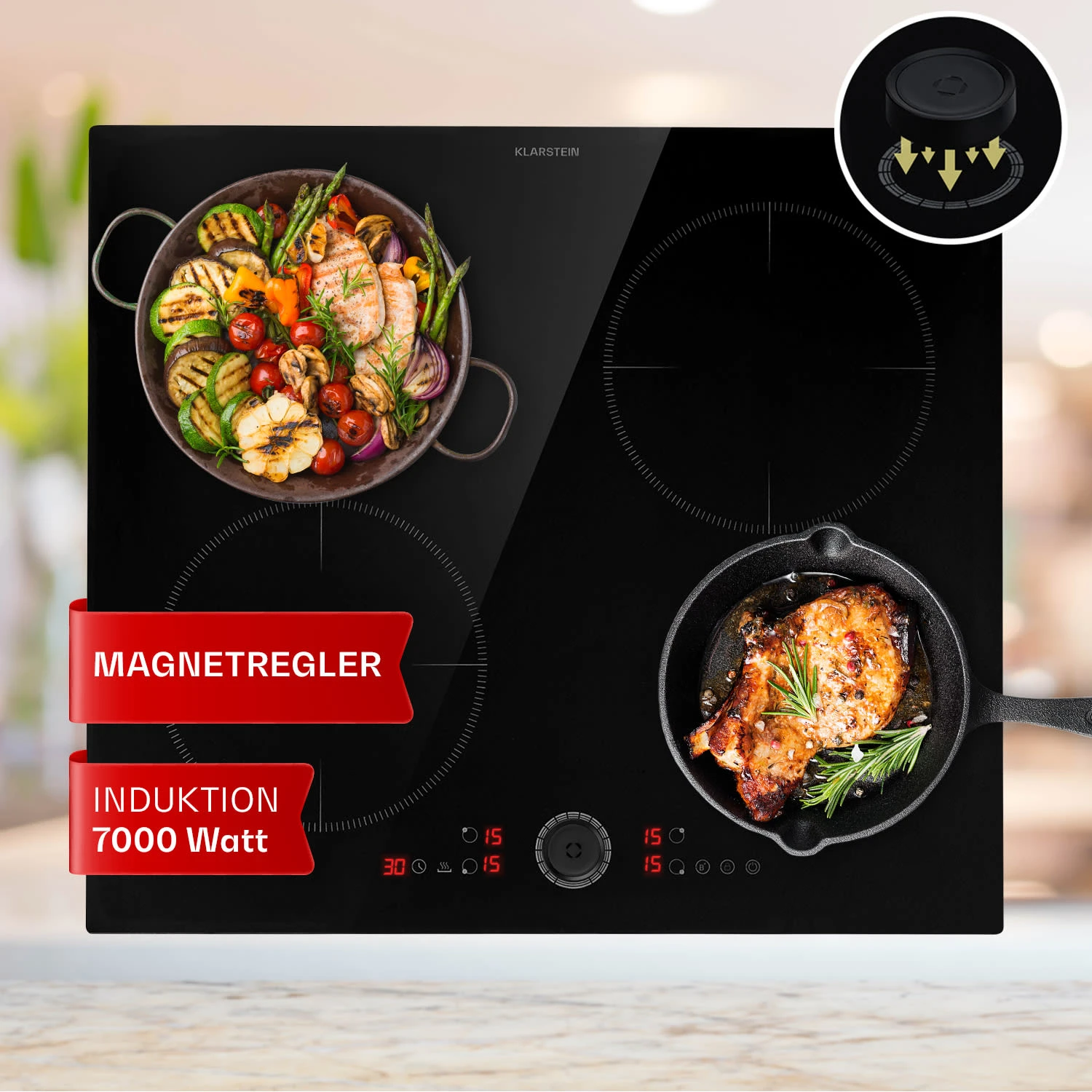 Magnichef 4 Einbaukochfeld Induktion 4 Zonen 7000W Glaskeramik 1 Magnichef 4 Einbaukochfeld Induktion 4 Zonen 7000W Glaskeramik