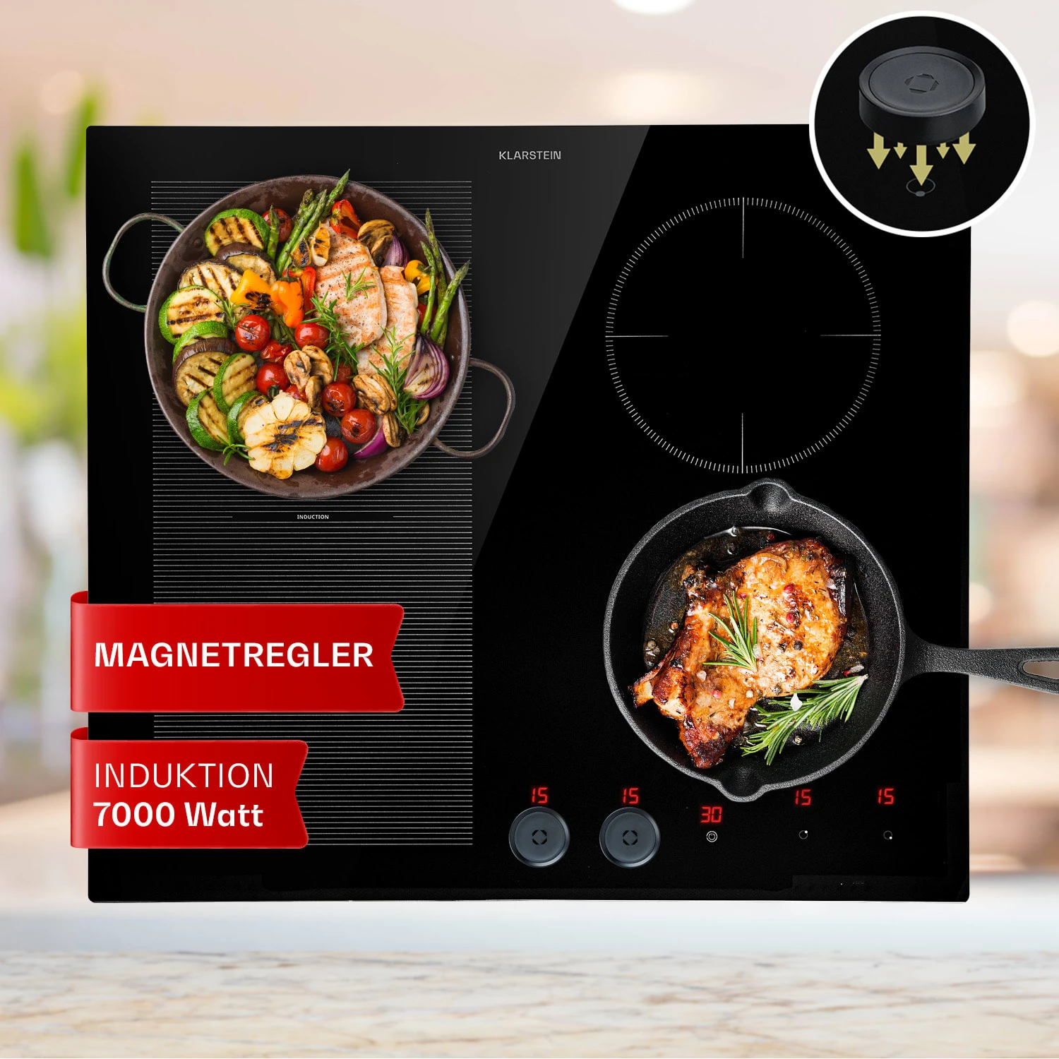 Magnichef 4 Flex Einbaukochfeld Induktion 4 Zonen / Flexzone 7000W Glaskeramik 1 Magnichef 4 Flex Einbaukochfeld Induktion 4 Zonen / Flexzone 7000W Glaskeramik