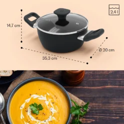 Noto Endurance Kochtopf Ø20cm Geschmiedetes Aluminium Deckel Induktion PTFE-Antihaftbeschichtung 17 Noto Endurance Kochtopf Ø20cm Geschmiedetes Aluminium Deckel Induktion PTFE-Antihaftbeschichtung -Küchenzubehör Verkaufsgeschäft 10045006 yy 0009 dimensions