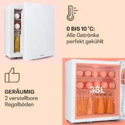 Happy Hour 38 Mini-Kühlschrank Minibar 38 Liter 26 DB 11 Happy Hour 38 Mini-Kühlschrank Minibar 38 Liter 26 DB -Küchenzubehör Verkaufsgeschäft 10045047 de 0004 usp