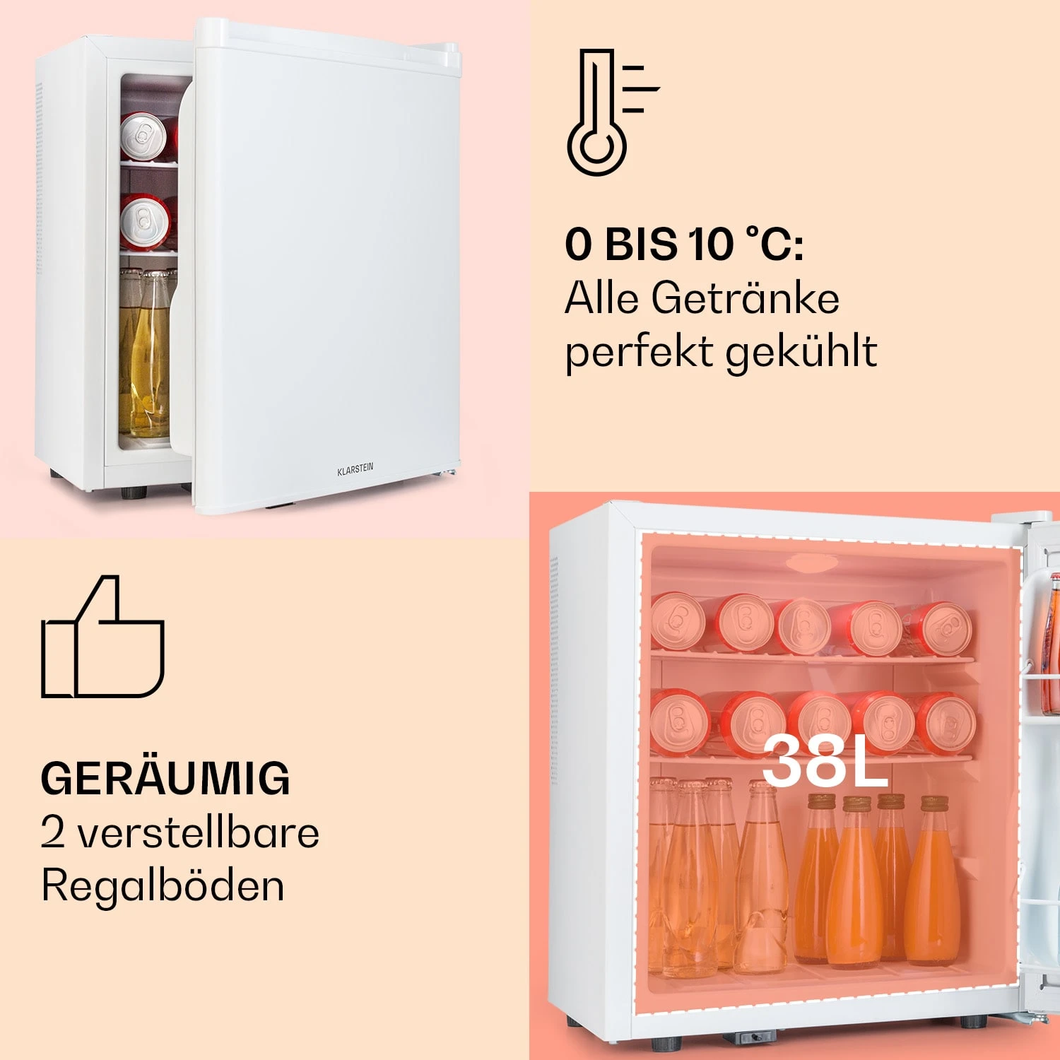 Happy Hour 38 Mini-Kühlschrank Minibar 38 Liter 26 DB 4 Happy Hour 38 Mini-Kühlschrank Minibar 38 Liter 26 DB – Bild 4