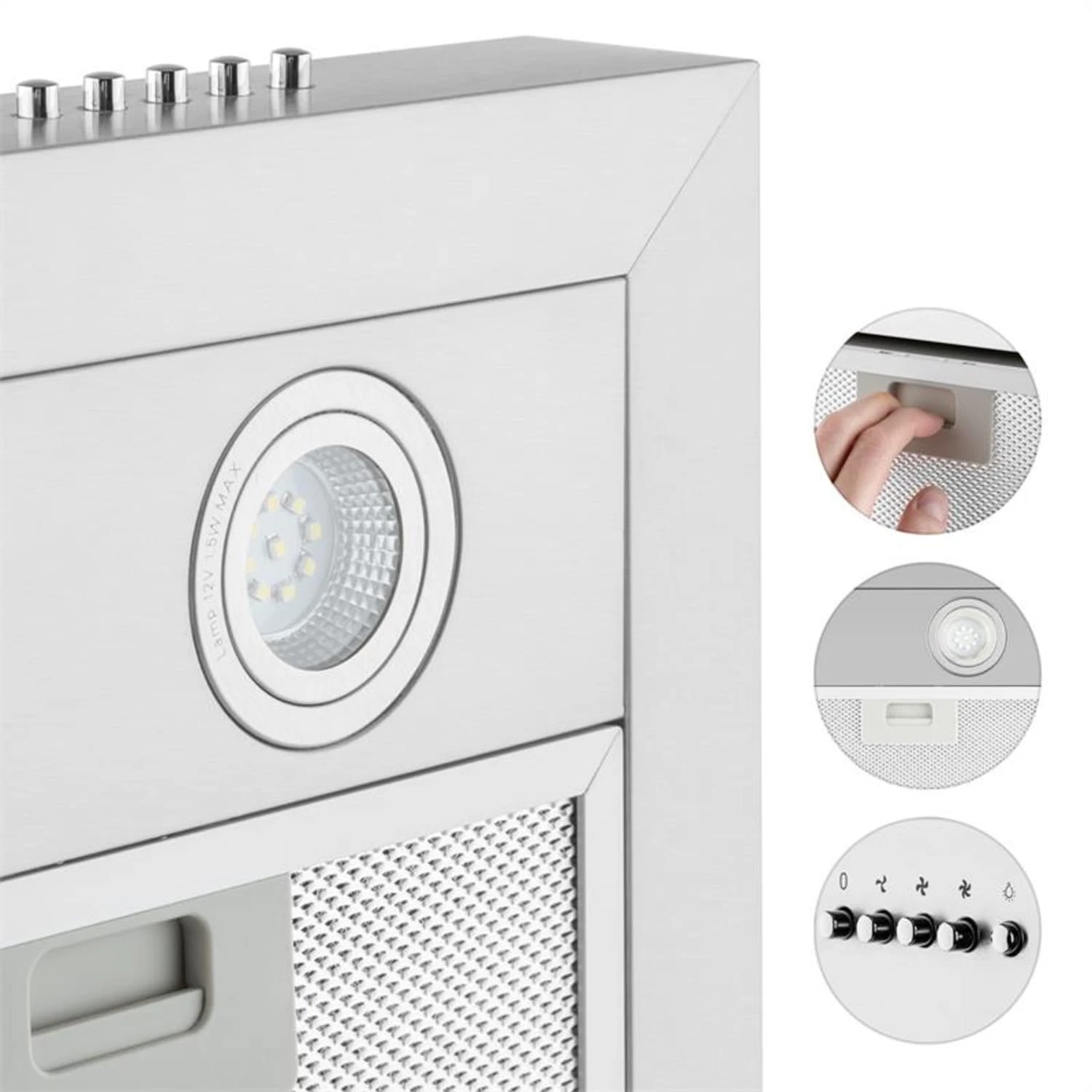 Zarah Dunstabzugshaube 60cm Umluftset 620 M³/h Aktivkohlefilter 5 Zarah Dunstabzugshaube 60cm Umluftset 620 M³/h Aktivkohlefilter – Bild 5