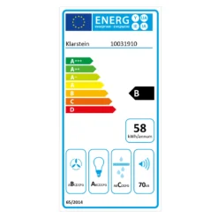 Karree Dunstabzugshaube Umluftset 60cm 640 M³/h LED Edelstahl Weiß -Küchenzubehör Verkaufsgeschäft 60002317 energy label