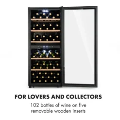 Barossa 102 Duo Weinkühlschrank-Set 2 Zonen 102 Fl. Weinglasregal -Küchenzubehör Verkaufsgeschäft 60002419 yy 0004 logo Klarstein Barossa 102D Weinkuehlschrank schwarz