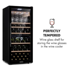 Barossa 102 Duo Weinkühlschrank-Set 2 Zonen 102 Fl. Weinglasregal -Küchenzubehör Verkaufsgeschäft 60002419 yy 0009 logo Klarstein Barossa 102D Weinglas Regal Echtholz